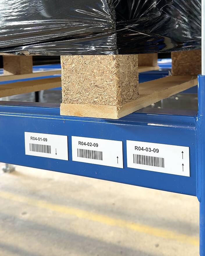 Barcodes an Schwerlastregal
